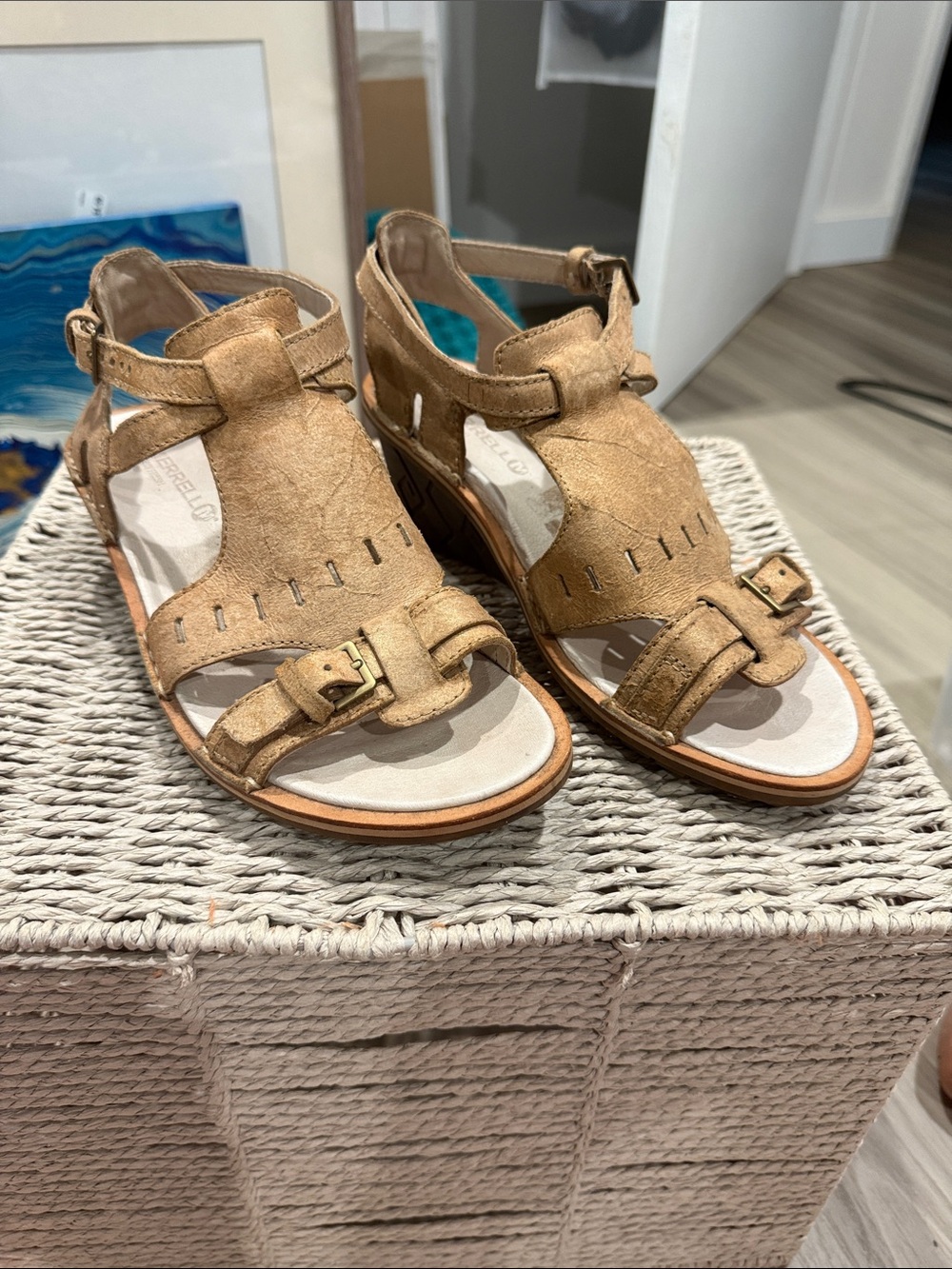 Merrell Women's Tan Suede Buckle Sandals